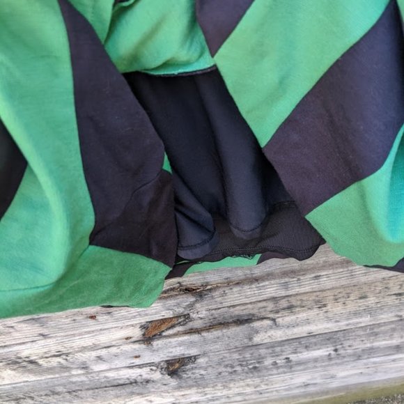 BCBGMaxAzria Green and Navy Striped Strapless 10 - Picture 3 of 8